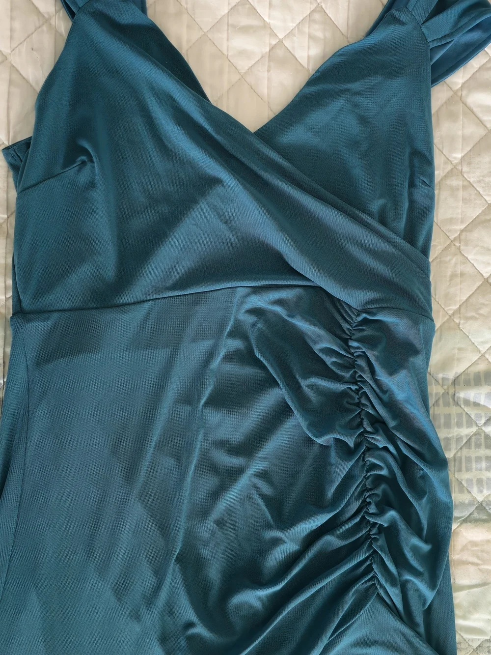 JJs House Teal Draped High-Low Dress